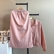 우븐 아노락 밴딩 트임 스커트