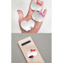 여아 캐릭터 핸드폰 다이어리 부착식 거울 선물용 화장소품 외출용 학생용, 1개