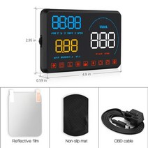 [해외]카니발 쏘렌토 스포티지 헤드업디스플레이 자동차hud 최신 car obdii euobd windshield 프로젝터 hud shift 알림 물 온도 rpm 연료 소비 속도, obd-blue, 협력사
