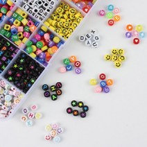 모모아 비즈 팔찌 알파벳 이니셜 만들기 키트 15칸 750pcs, 1개