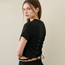 샐러드볼즈 SB CROP CORSET T-SHIRT BLACK