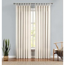 WEST LAKE 리넨 보헤미안 커튼 241.3cm(95인치) 탠 세미 시어 패널 농가 면 빛 필터링 3 in 1 탭 탑 로드 포켓 백 드레이프 거실 방 식당용 127.2cm x, 50 x95 1Panel