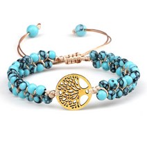 팔찌 써지컬 건강 탄생석 테니스 커플 Reiki OM Mala 구슬 생명의 나무 자연석 터키석 문자열 꼰 치유 명상 보석 쥬얼리