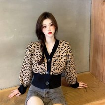 호피가디건 여자가디건 그물 붉은 표범 무늬 카디건 스웨터 여성용 짧은 2020 초가을 새로운 느슨한 겉옷 외국 스타일