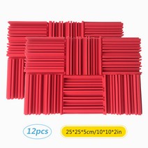 ammoon 고밀도 난연 스튜디오 흡음재 어쿠스틱품 25*25*5cm, 12개, 레드