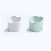 댕댕냥냥 AMEEKLION 고양이 그릇 세라믹 하트 모양의 로마 보호 경추 비스듬한 입 높은 발 평평한 얼굴 애완 동물 식수 그릇643805015848, 하트 모양의 그릇 화이트 + 민트 그린_도자기 그릇