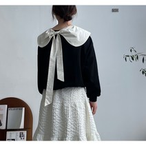 리본 케이프 맨투맨티 여성스럽고 귀여운 티 나비리본 둥근카라 뒷리본