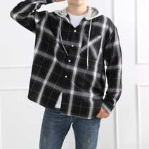 제이에프앤씨 빅 체크 후드 셔츠
