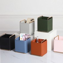 가죽 연필꽂이 볼펜꽂이 연필통 필기구 정리함 잡동사니정리 책상 꾸미기 데스크 정리, 그레이