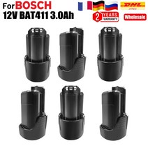 보쉬배터리 보쉬 bat411 배터리 10.8v 12v 3000mah bat412a bat413a 2607336013 2607336014 gsr 12v-30 전문 무선 드릴 호환, 10팩