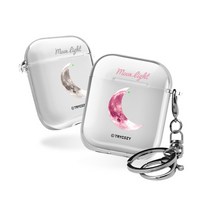 애플 문라이트 디자인 투명 일체형 에어팟 케이스 1세대/2세대 공용, 구매디자인/보름달그레이, 에어팟1세대/2세대 공용