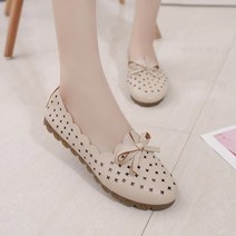 에블 대박걸 미니 리본 달린 펀칭 아일렛 여름 여자 단화 슬립온 2color