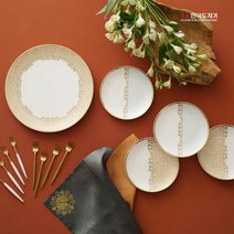 시둥마켓 +[시둥마켓]+_ 커플그릇세트 한식기 주방혼수 도자기식기세트 4인식기세트 예단세트, 한국도자기 결 뷔페세트 9p 본차이나 티포크 포함, 화이트