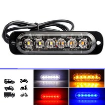 중장비 안전등 경고등 사고방지 자동차 트럭 라이트 18 모드 6LED 직사각형 1000LM 방수 IP67 비상, 01 White