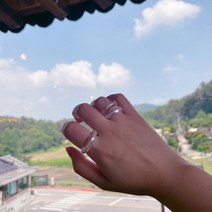 화이트 진주 아크릴 에이비 반지 2+2set