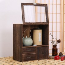 옛날찬장 원목 찻장 식기장 엔틱 미니 그릇장 컵 주전자 수납장 다기장, A
