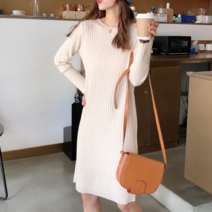 [모노위크] [당일배송] 군살쏘옥 놓치면 후회 탄탄 라운드넥 골지 니트 롱원피스