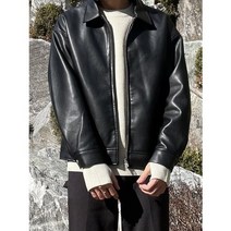 오버핏 레더 블루종자켓