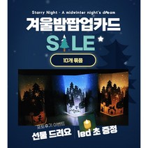 겨울밤 DIY 팝업카드 만들기 10개 묶음 홈스쿨 집콕 팝업북만들기 키트 별밤 한밤, 예)별밤00개 한밤00개