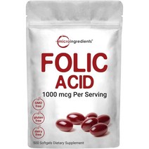 마이크로 인그레디언트 엽산 1000mcg Micro Ingredients Folic Acid 500정