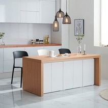 리즈하임 아인스 높이900 아일랜드 홈바 식탁 수납 테이블 국내제작 아일랜드식탁, 1200일반형 상판측판 오크 / 하부장 화이트