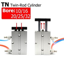 공기 실린더 더블로드 tn형 이중 공압 보어 10/16/20/25/32mm 알루미늄 합금 스트로크 30 35 40 45 50 60 70 75mm 에어, [19] Stroke 200mm, [05] Bore 32