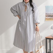 [나크21] (55~120) 스트라이프 셔츠 롱원피스 DM31-O-23