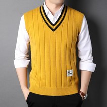 남성 봄 니트 조끼 캐주얼 대학생 중년 아빠 패션 코디 브이넥 베스트 민소매 스웨터