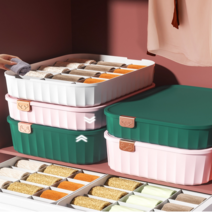 칸막이 뚜껑 속옷정리함 양말정리함 브래지어 플라스틱 서랍정리 수납박스 보관함, 15칸-다크그린, 1개
