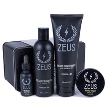 ZEUS Everyday 수염 키트 틴 선물 상자 포함 워시 샴푸 및 컨디셔너 천연 오일 밤 박스 바닐라 럼 USA 미국, Verbena Lime