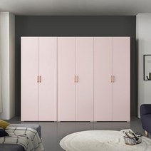 [케이컴퍼니본사] 이음2400장롱세트DDD(옷장+수납장+이불장), 핑크