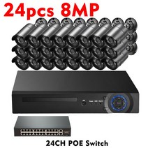 Gadinan 불릿 IP POE 보호 카메라 시스템 야외 스마트 홈 CCTV 레코드 감시 키트 H.265 NVR 32CH 8MP, 01 24pcs 8MP Cameras_02 없음
