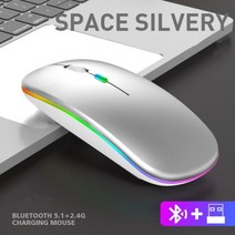 무선 무소음 게이밍 버티컬 마우스 블루투스 2 In 1 듀얼 모드 광학 2.4G 인체 공학적 휴대용 충전식 노트북용, Silver