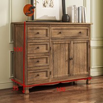 빈티지 서랍장 수납장 거실가구 원목 모던 북유럽 인테리어 아메리칸 스타일 버킷 캐비닛 단단한 나무 스토리지 사물함 거실 벽 작은 침실 5 찬장 랙 홈, A.차려 입다, Z.나란히 있는 문  빅 파이브  커피색