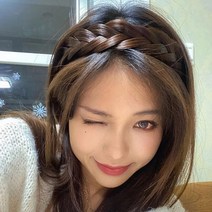 벼 머리 띠 땋은 가발 헤어 밴드 가채 댕기 꽈배기 운 블랙 피스 브릿지 인싸 발레아쥬, 2-초코색