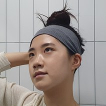 골지 니트 와이드 헤어밴드 머리띠 그레이