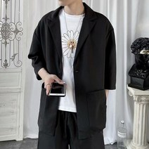 남자 7부 마이 블레이저 여름 반팔 아우터 자켓 남성 오피스룩 가을 시원한 오버핏 하객룩 정장