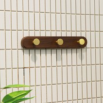 홈앤슈어스 호두나무 빈티지코트랙 원목 벽걸이 행거, 3구, 1개