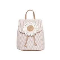 기저귀 가방 ZCMEB 스트로 버킷 백팩 여성 여름 해변 PU 가죽 플라워 여행 학교 캐주얼 핸드백, 원사이즈, Photo color