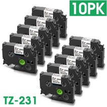 스티커 무선 라벨기 프린터 네임 라벨 휴대용 PS100E TZeFX231 Brother P touch TZe231 테이프 호환 업소용, 옵션01 10PK TZ231_옵션02 미국 플러그