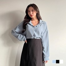쉐얼유 여성 라이브 오픈 카라 긴팔 블라우스
