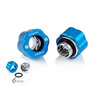 Bitspower G0.6cm(1/4인치) 프리미엄 마스터 하드 튜브 압축 피팅 12mm OD 리지드 튜빙용 연마 블루 6팩