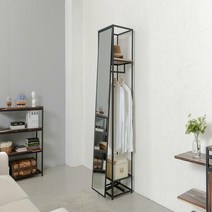 미곳간 철제 원목 전신거울 수납행거 행거, (전신거울행거만)-블랙프레임+아카시아