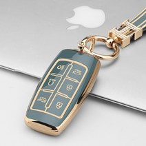 키에티 제네시스 GV70 GV80 G70 G80 6버튼 키케이스 + H큐빅 키체인, 그레이, 경보음