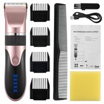 전문 헤어 트리머 디지털 USB 충전식 머리 깎기 남자 이발 세라믹 블레이드 면도기 헤어 커터 이발사 기계, Pink No Box, Pink No Box