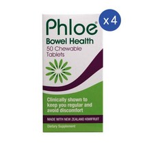 플로에 보웰 헬스 키위 추출물 프리바이오틱스 엔자임 츄어블 타블렛 50정 PHLOE BOWEL HEALTH CHEWABLE Prebiotics Kiwi Extract, 4개