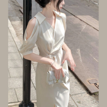 오프 숄더 드레스 정장원피스 돌잔치원피스