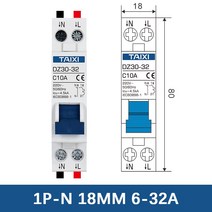 서킷차단기 회로차단기 TAIXI TPNL DPN DZ30 MCB 미니 회로 차단기 1P   N 극 AC 220V 6A 10A 20A 32A 누설, 01 1P-N 18MM_03 16A