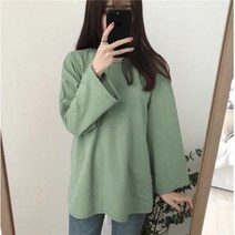 온스타일러 루루 베이직 긴팔티셔츠 여성 무지티셔츠