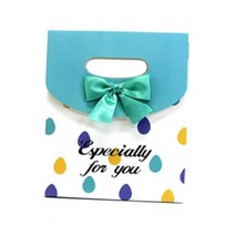 민트 땡땡이리본상자 손잡이선물포장 3p 빵상자